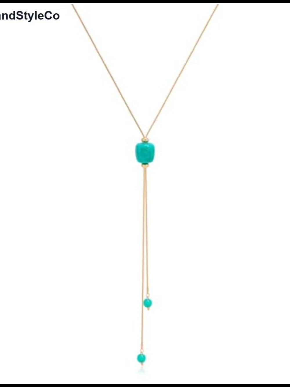 Adjustable Sliding Bead Long Y Necklace Acrylic Brass Boho Statement